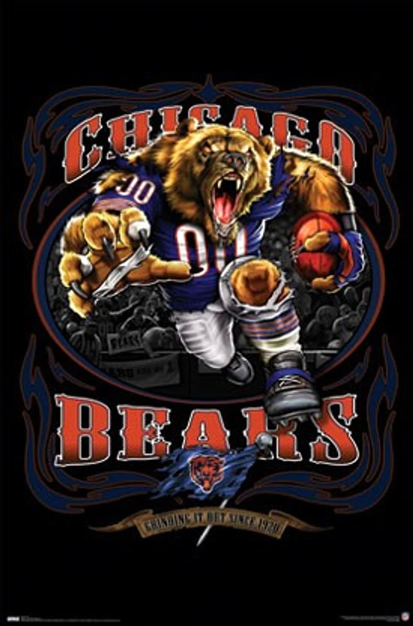 Chicago Bears NFL Monster Running Back Mascot Poster - Dragon Sports