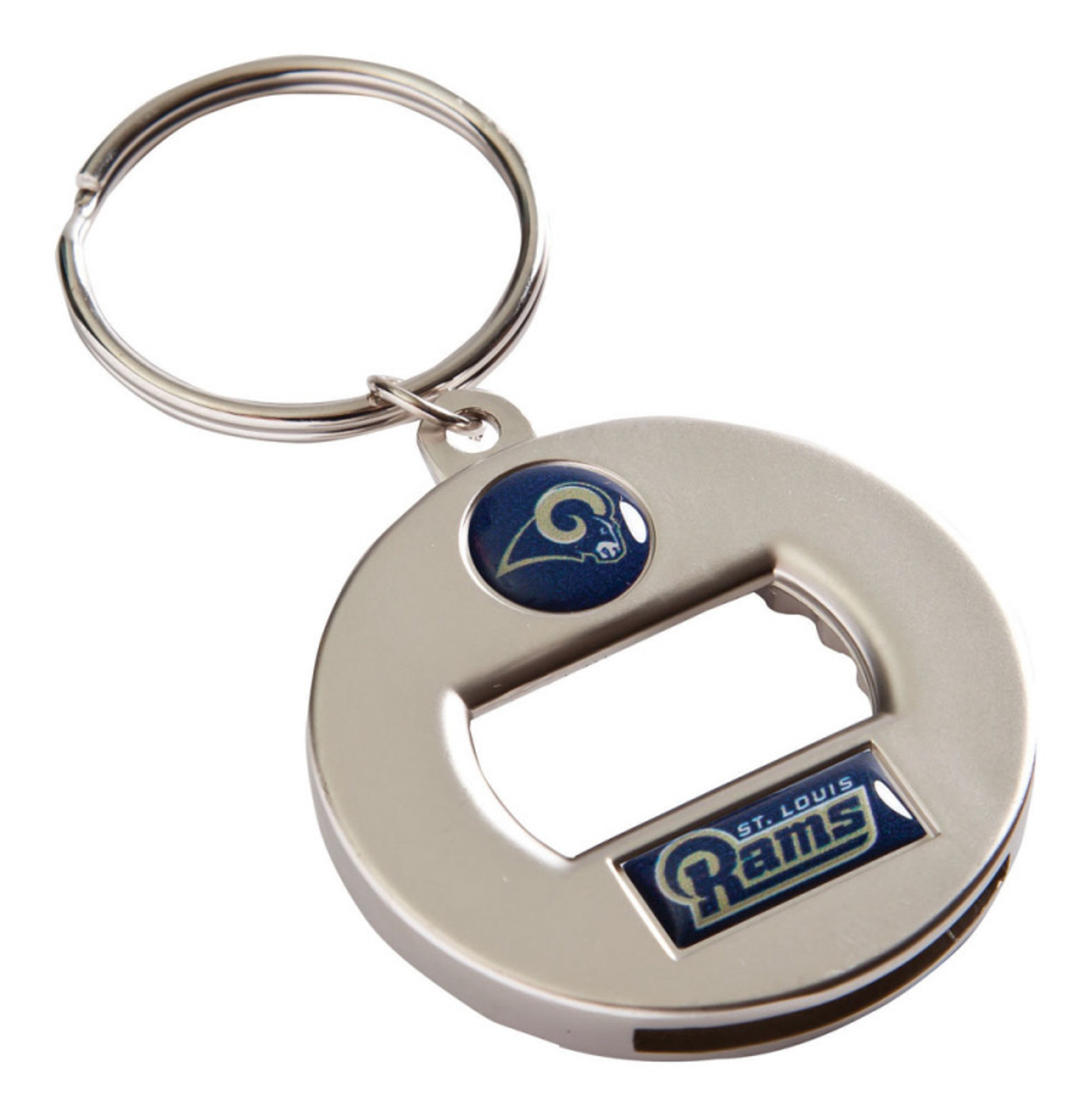 St Louis Rams Logo NFL Round Bottle Opener Key Chain - Dragon Sports