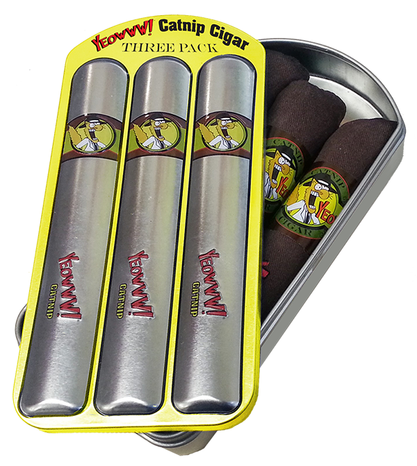 Catnip Cigar 3 Pack Tin Cigar Box Cat Toy Dragon Sports