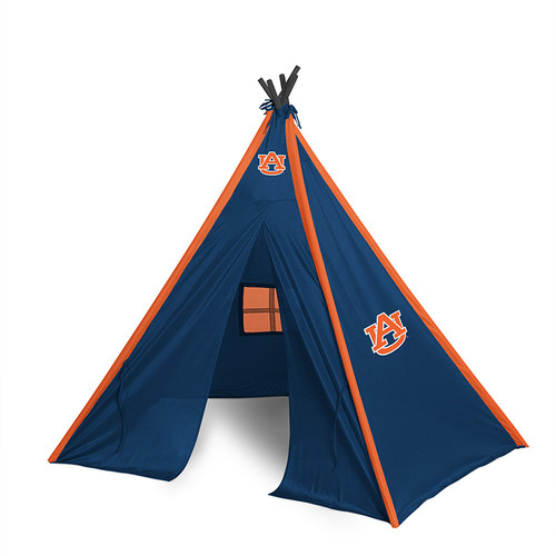 Auburn Tigers NCAA Blue & Orange Teepee Play Tent – 75" x 72" Kids Fan Tent with Team Colors & Logos