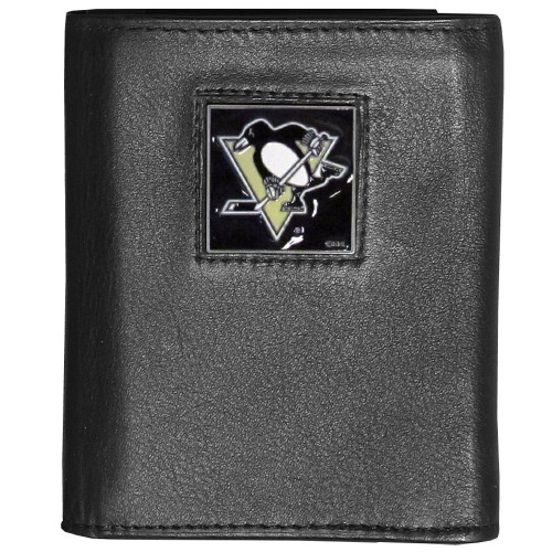 Pittsburgh Penguins NHL Deluxe Leather Tri-fold Wallet w/ Gift Box Pittsburgh Penguins NHL Deluxe Leather Tri-fold Wallet w/ Gift Box