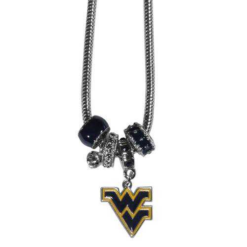 West Virginia Virginia Mountaineers Euro Bead Necklace