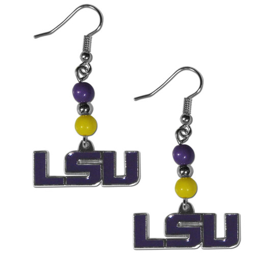 LSU Tigers Fan Bead Dangle Earrings