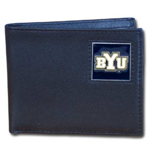 BYU Cougars Leather Bi-fold Wallet Packaged in Gift Box