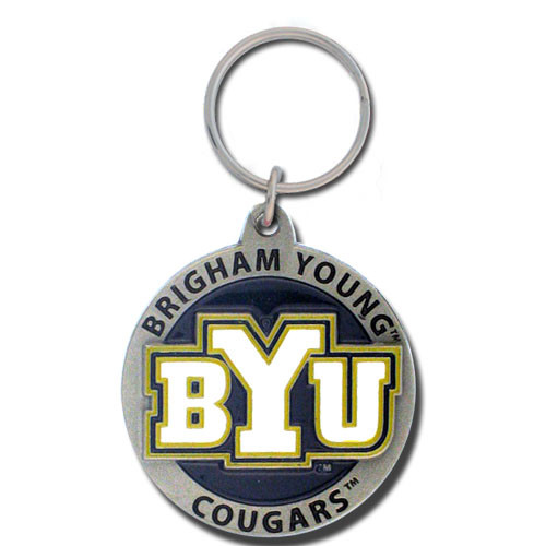 BYU Cougars Carved Metal Key Chain