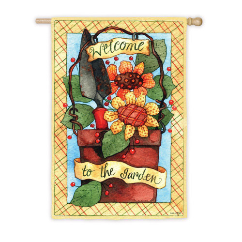 Garden Posies Welcome to the Garden 29 x 43 Suede Flag Garden Posies Welcome to the Garden 29 x 43 Suede Flag