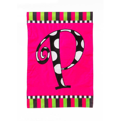 Pink Monogram Letter P Two Sided Garden Flag