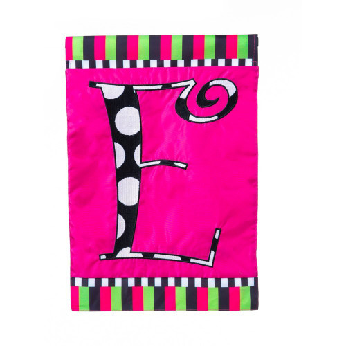 Pink Monogram Letter E Two Sided Garden Flag