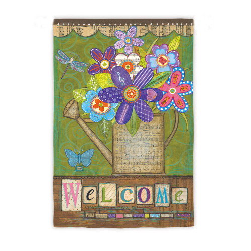 Welcome Bouquet 2 Sided Suede Garden Flag Welcome Bouquet 2 Sided Suede Garden Flag