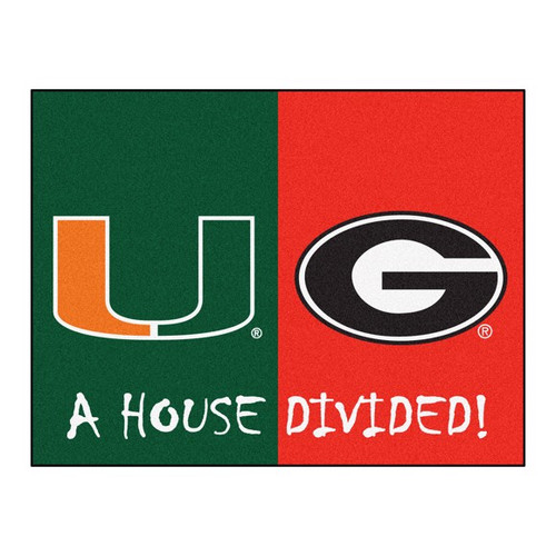 Miami Hurricanes - Georgia Bulldogs House Divided Mat
