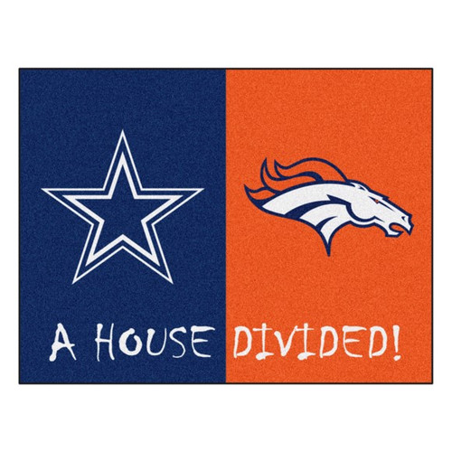 Dallas Cowboys - Denver Broncos House Divided Rug