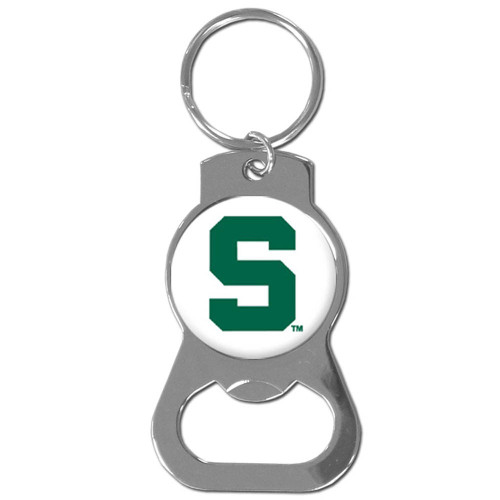 Michigan State Spartans Bottle Opener Key Chain - White