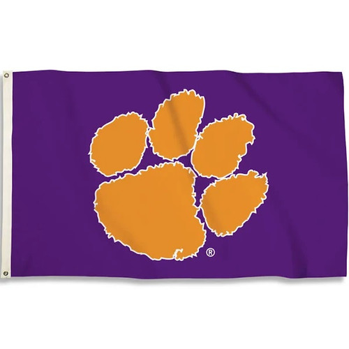 Clemson Tigers NCAA Purple Logo Flag