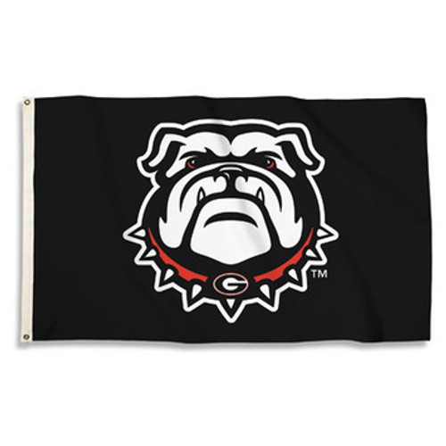 Georgia Bulldogs NCAA Black Mascot Logo Flag
