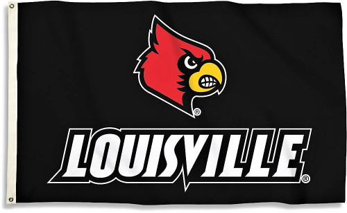 Louisville Cardinals NCAA Black Logo Flag