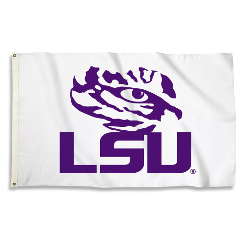 LSU Tigers NCAA White Logo Flag