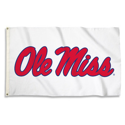 Ole Miss - Mississippi Rebels NCAA White Logo Flag