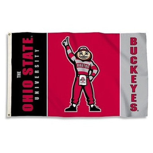 Ohio State Buckeyes NCAA Brutus Mascot Flag