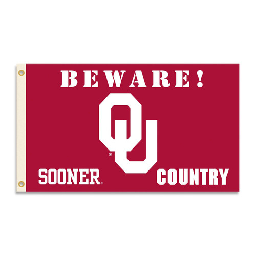 Oklahoma NCAA Beware Sooner Country Flag