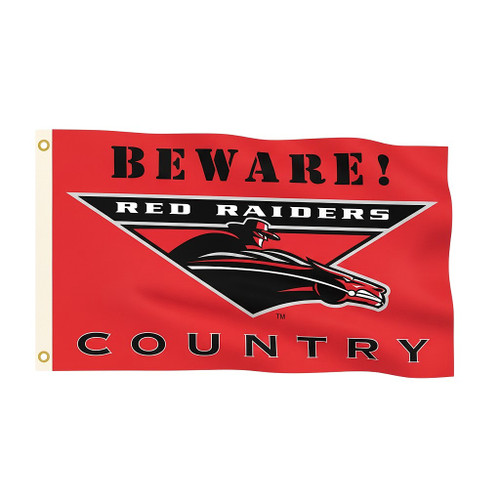 Texas Tech Red Raiders NCAA 3' x 5' Flag - Beware Red Raiders Country - Mascot Logo
