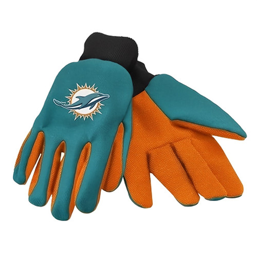 Miami Dolphins NFL Aqua & Orange Utility Logo Work Gloves