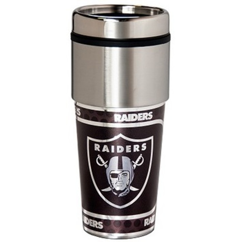 Oakland Raiders Stainless Steel Travel Tumbler Metallic