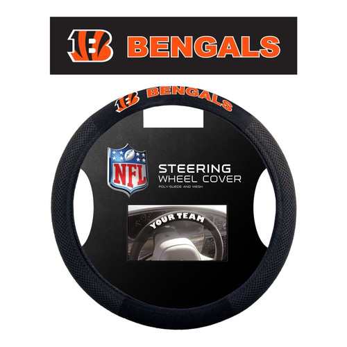 Cincinnati Bengals Steering Wheel Cover - Poly-Suede Mesh