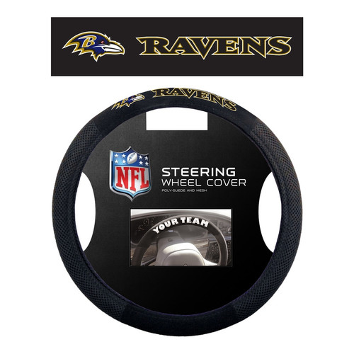 Baltimore Ravens Steering Wheel Cover - Poly-Suede Mesh