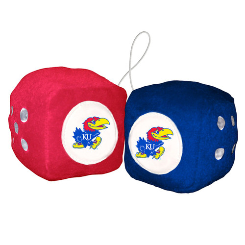 Kansas Jayhawks NCAA 3" Red & Blue Plush Fuzzy Logo Dice