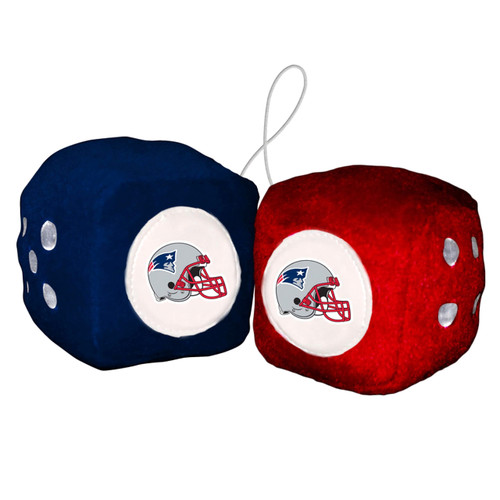 New England Patriots NFL 3" Plush Fuzzy Logo Dice - Front view displaying helmet logos