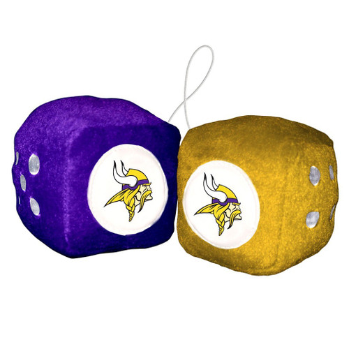 Minnesota Vikings NFL 3" Plush Fuzzy Logo Dice - Purple & Gold