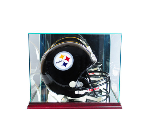 Rectangle Football Helmet Glass Display Case - Cherry Base - UV50
