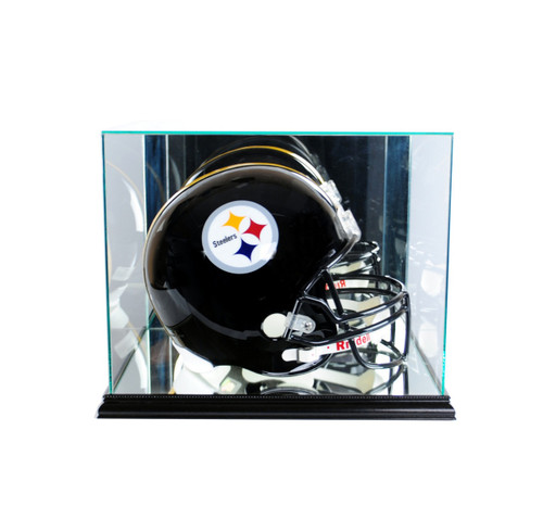 Rectangle Football Helmet Glass Display Case - Black Base - UV50