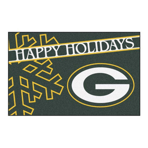 Green Bay Packers Happy Holidays Mat