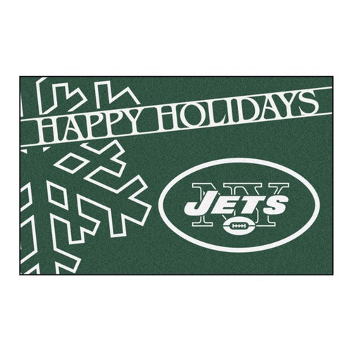 New York Jets Happy Holidays Mat