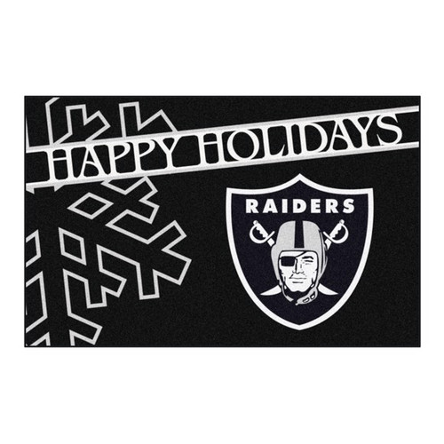 Oakland Raiders Happy Holidays Mat