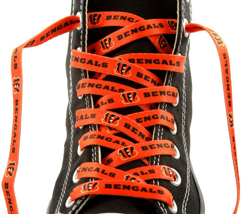 Cincinnati Bengals NFL Logo & Wordmark Shoe Laces - Orange & Black