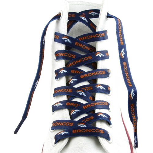 Denver Broncos NFL Logo Wordmark Blue Shoe Laces