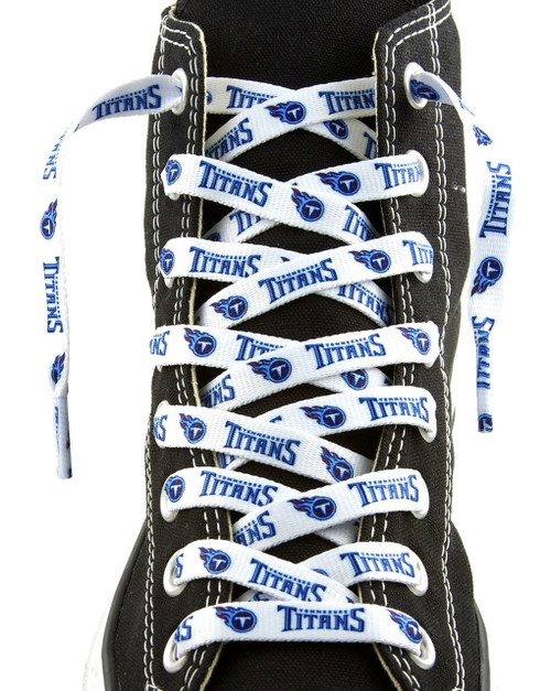 Tennessee Titans NFL White Logo Wordmark Shoe Laces