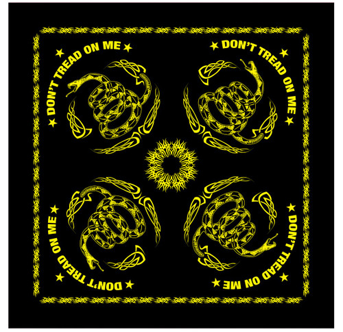 Don't Tread On Me Bandana Gadsen Snake Black Yellow Don't Tread On Me Bandana Gadsen Snake Black Yellow
