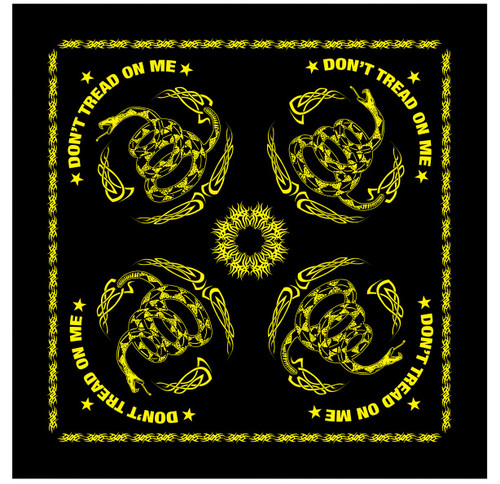 Don't Tread On Me Bandana Gadsen Snake Black Yellow