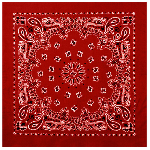 Paisley Red White Bandana - Large