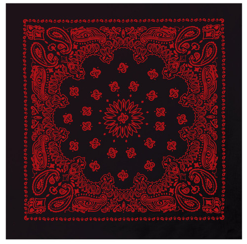 Paisley Black Red Bandana - Large