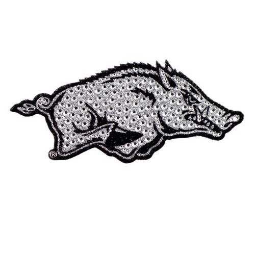 Arkansas Razorbacks NCAA Bling Logo Emblem – Silver & Black Rhinestones Arkansas Razorbacks NCAA Bling Logo Emblem – Silver & Black Rhinestones