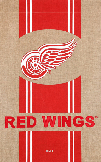 Detroit Red Wings NHL Hockey Burlap House Flag