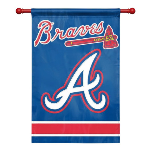 Atlanta Braves MLB 2-Sided Premium Vertical Banner Flag - Braves Wordmark & Logo