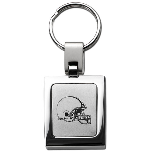 Cleveland Browns NFL Square Laser Etched Helmet Logo Keychain