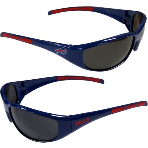 Buffalo Bills NFL Wrap Sunglasses – Blue and Red Team Logo and Wordmark with 100% UVA/UVB Protection
