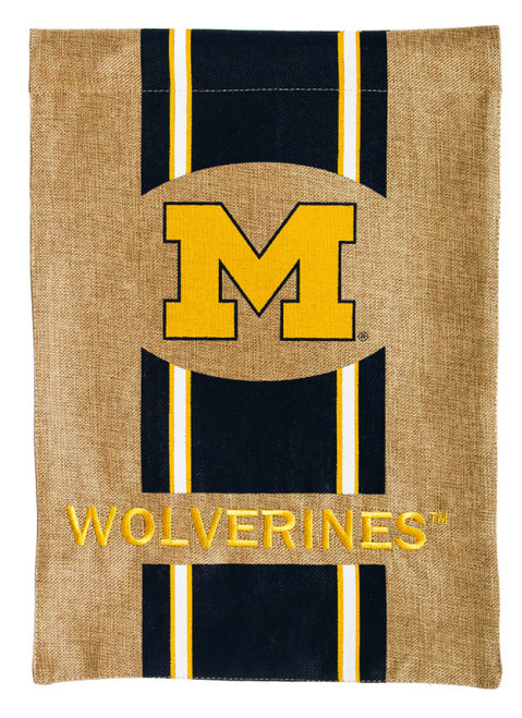 Michigan Wolverines Burlap House Flag Banner