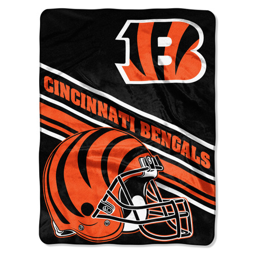 Cincinnati Bengals 60 x 80 Raschel Throw Blanket Slant Design